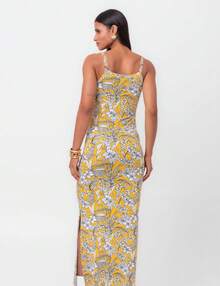 Long Tropical Basil Pequiá Knit Dress - 黃色 - 查看 2