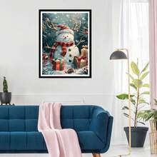 1 Bức Tranh Người Tuyết Không Khung Nghệ Thuật Giáng Sinh, Thủ Công Trang Trí Tường & Văn Phòng - Nhiều màu - Xem 3