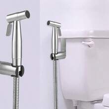 Stainless Steel Toilet Companion Bidet Spray Gun Set High Pressure Booster Flushing Toilet Nozzle Toilet Companion Flushing Spray Gun Faucet Household Bidet Toilet High Pressure Booster Flushing Gun Nozzle Set - 拉絲鎳 - 查看 5