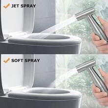 Stainless Steel Toilet Companion Bidet Spray Gun Set High Pressure Booster Flushing Toilet Nozzle Toilet Companion Flushing Spray Gun Faucet Household Bidet Toilet High Pressure Booster Flushing Gun Nozzle Set - 拉絲鎳 - 查看 3