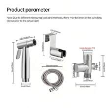Stainless Steel Toilet Companion Bidet Spray Gun Set High Pressure Booster Flushing Toilet Nozzle Toilet Companion Flushing Spray Gun Faucet Household Bidet Toilet High Pressure Booster Flushing Gun Nozzle Set - 拉絲鎳 - 查看 7