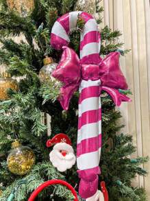 5pcs/Set Christmas Candy Cane Shaped Foil Balloons, Pink Inflatable Christmas Canes, For Christmas Decorations, Home Decor, Xmas Decorations, Outdoor Decor, Gifts, Winter New Year Party Supplies