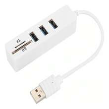 Hub Usb 3.0 Con Lector De Tarjeta De Memoria Pequeña - Blanco - Ver 1