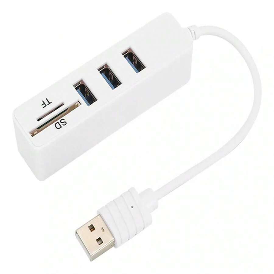 Hub Usb 3.0 Con Lector De Tarjeta De Memoria Pequeña - Blanco - Ver 1