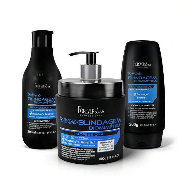 FOREVER LISS Kit Shampoo, Condicionador e Máscara Blindagem Capilar Forever Liss