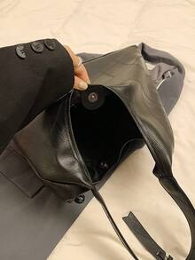 PU 皮革手提包，大容量，单肩/腋下包，适合工作和通勤，女士，秋冬季 - 黑色 - 查看 11