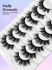 Asiteo 7 Pairs Charming Cartoon False Eyelashes - Wet Makeup Effect Cosplay Spiky Faux Mink Lashes, Reusable, Doll Eye Makeup, Thick & Curly, Suitable For Cosplay And Fashion Enthusiasts - 尖尾漫畫款 - 查看 6
