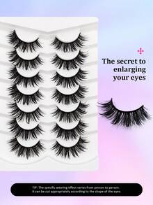 Asiteo 7 Pairs Charming Cartoon False Eyelashes - Wet Makeup Effect Cosplay Spiky Faux Mink Lashes, Reusable, Doll Eye Makeup, Thick & Curly, Suitable For Cosplay And Fashion Enthusiasts - 尖尾漫畫款 - 查看 5