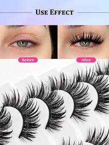Asiteo 7 Pairs Charming Cartoon False Eyelashes - Wet Makeup Effect Cosplay Spiky Faux Mink Lashes, Reusable, Doll Eye Makeup, Thick & Curly, Suitable For Cosplay And Fashion Enthusiasts - 尖尾漫畫款 - 查看 3