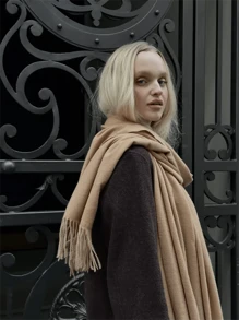 1pc Solid Deep Gray Casual Elegant Street-Style Light Business Scarf For Women, Suitable For Fall/Winter Daily Wear, Warm Shawl Accessories Women - Dark Grey - View 10