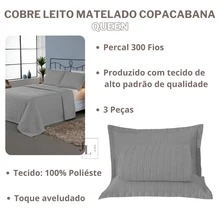 Queen Size 3 Piece Quilted Percale 300 Thread Count Bedspread Kit With Pillowcase - 灰色 - 查看 2