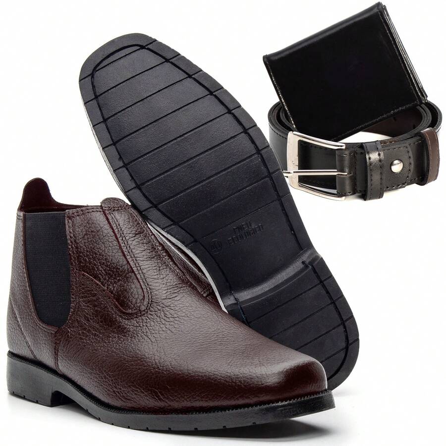 Kit Boot Formal Leather Wallet Belt Maximum Quality Wedding Work Immediate Shipping Today - 咖啡棕 - 查看 1