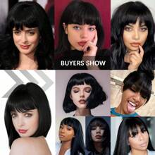 Yaki Clip In Bangs Short Kinky Straight Bangs Hair Extensions Clip On Bangs With Temple Thick Bangs Fringe Hairpieces (1B,Single Bangs) - Black - View 9