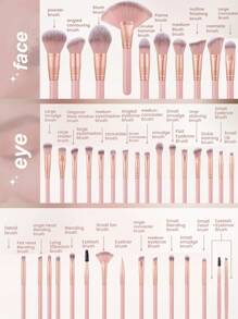 [Bean Paste Pink]18-20-25-30-36-40 Pcs Makeup Brush Sets Premium Synthetic Hair  Eyeshadow Blending Brush Sets Cosmetics Tools