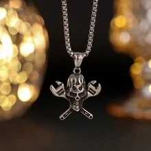 Holy Death Pendant Punk Fashion Vampire Silver Necklace Gothic Jewelry - Silver - View 13