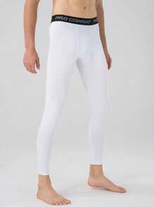 Pantalones de licra para deporte de secado rápido y compresión, estilo de novio para hombres - Negro - Ver 2