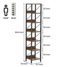 6-Layer Ladder Shelf Bookcase, Living Room Country Industrial Style Vertical Shelf Storage Organizer, Suitable For Bedroom, Living Room, Home Office Retro Color/Grey/Black