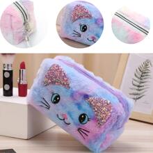 Children's Makeup Kit: Toiletry Bag + Lip Gloss + Eyeshadow Brush + Glitter + Lipstick - 彩色 - 查看 8