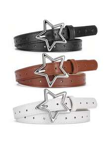 Cinturón con estrellas para niños - Accesorio decorativo lindo y perforado con estrellas a la moda para vestidos y jeans - Multicolor - Ver 2