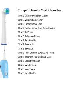 Bộ 4 đầu bàn chải thay thế cho bàn chải điện Precision Clean, đầu bàn chải điện chuyên nghiệp, tương thích với đầu bàn chải Oralb (D10/ DB4510/ D16/ D20/ D34/ P2000/ P2500/ P3000/ P4000 P5000/ P6000/ P7000/ PRO600) - Nhiều màu - Xem 4