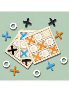 XO Tic Tac Toe Board With Nine Wooden Square Grid - trái cam - Xem 3