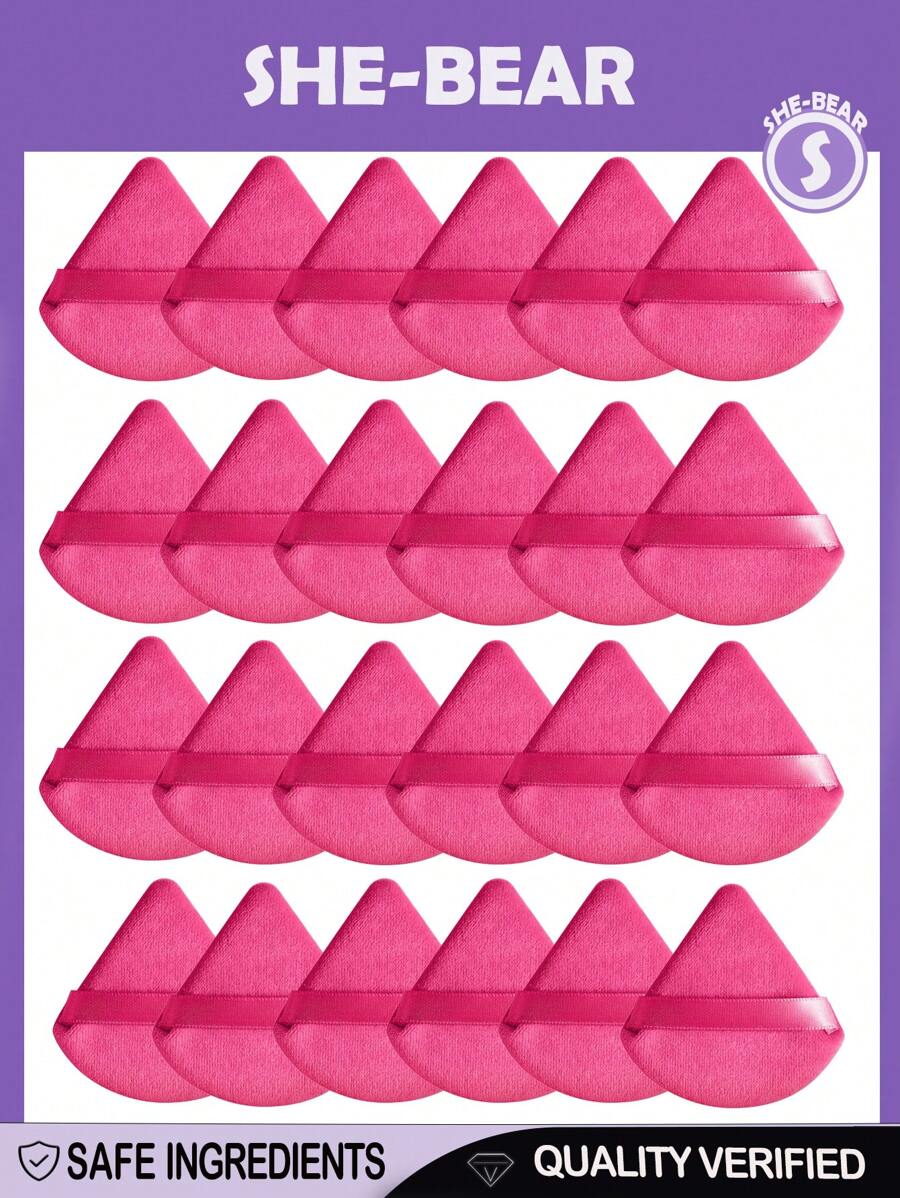 24pcs/15pcs/8pcs/3pcs Triangle Flocking Makeup Sponges, Soft Fluffy Texture, Suitable For Face & Body Powder Puff, Mixed Makeup Beauty Tools