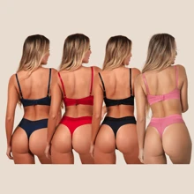 Kit 3 Set Of Filipa Lingerie Basic Bra And Panties Comfortable Double String Panties Polyamide - 彩色 - 查看 6