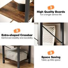 6-Layer Ladder Shelf Bookcase, Living Room Country Industrial Style Vertical Shelf Storage Organizer, Suitable For Bedroom, Living Room, Home Office Retro Color/Grey/Black