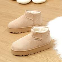 READYSALTED Women's Winter Ankle Boots With Fleece Thickened Outdoor Cotton Shoes Warm Walking Shoes - Mocha Brown - View 2