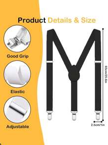 1set Kids' Adjustable Suspenders & Bowknot Accessories, Infant Suspender Clips, Suitable For Boys & Girls 1-14 Years Old, For Weddings, Parties, Birthdays, Christmas, Halloween, School Events, Everyday Wear - one-size - View 2