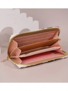 Cartera larga y embrague de nueva llegada 2025, cartera de mujer con estampado floral de moda, con cremallera y gran capacidad, con múltiples ranuras para tarjetas - Multicolor - Ver 11