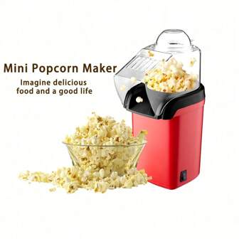 HONGMEI 1200W popcornmaskin för hushållet, enkel användning, knappbrytare, start med ett tryck, transparent lock, ihålig design, bra värmeavledning, skal i PP-plast, värmebeständig, lätt att rengöra, halkfria fötter och pålitlig