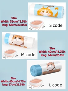 1PC 3PCS 5PCS Disposable Drawstring Cat Litter Bags, Thickened Plastic Trash Bags, Cleaning Bags, Automatic Closure Cat Litter Bags With Drawstring, Household Trash Bags - White - View 6