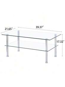 Clear Clear Glass Coffee Table, Tempered Glass Coffee Table For Living Room,Fiah