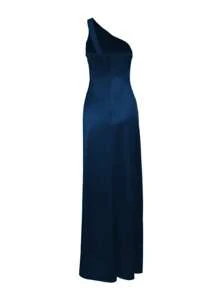 Elisanya Vestido elegante asimétrico con cuello fruncido y abertura, para fiestas y bodas, de unicolor, de primavera, para mujer, de WOWDARK