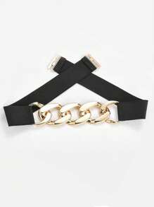 1pc Women's Minimalist Metal Chain Elastic Waist Belt, Suitable For Dresses, Coats, And Pants, Versatile Daily Accessory Summer, School Fall, Autumn, Halloween
