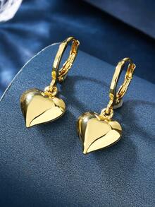 1 Pair Elegant Minimalist Gold Heart Shaped 3D Solid Fashion Earrings For Women - Yellow Gold - View 4