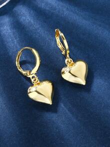 1 Pair Elegant Minimalist Gold Heart Shaped 3D Solid Fashion Earrings For Women - Yellow Gold - View 5