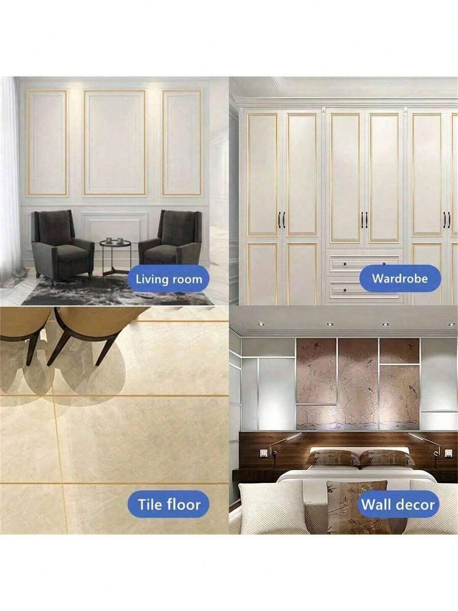 1pc Gold Waterproof Floor/Wall SelfAdhesive Sealant Tape, For Tile Gap