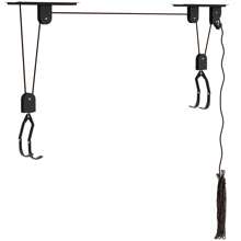 SPORTNOW Élévateur de vélo support vélo plafond fixation murale ascenseur vélo avec poulie mécanisme de verrouillage capacité de chargement 20 kg acier noir - Schwarz - Übersicht 2