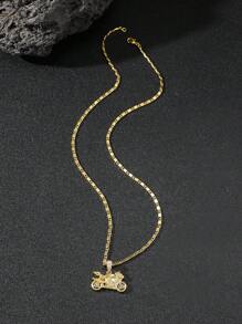 1 chiếc vòng cổ thời trang cá nhân hóa phong cách hip-hop Âu Mỹ dành cho nam, mặt dây chuyền bằng đá zirconia hình xe đua, đồ trang sức biker đa năng cao cấp phù hợp với nam giới biker sành điệu - Vàng - Xem 5