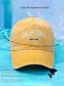 1 件男女通用 Y2K 风格加州西海岸刺绣水洗棒球帽，户外防晒帽适合户外运动、通勤日常穿着