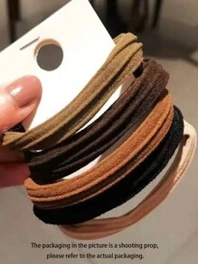 10个/套 女士简约多色发圈，加厚，无缝，弹性好，不伤发，森系风格发圈，马尾辫发圈，休闲蝴蝶结发绳，发圈，发饰，头饰 - 彩色 - 查看 6