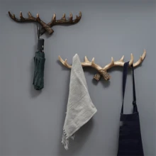 Vintage Deer Antlers Wall Hook Mounted Clothes Hanger Coat Rack Key Holder For Decorative B - Multicolor - View 2