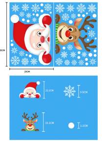 1 bộ nhãn dán Giáng sinh, hình ông già Noel hoạt hình, tuần lộc và bông tuyết dán tường, thích hợp cho tiệc Giáng sinh tại nhà, tủ, trang trí cửa sổ, Halloween, trang trí Halloween - Nhiều màu - Xem 13