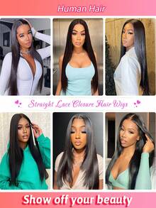 Tóc giả bằng tóc thật Body Wave 4X4 ren đóng cửa với tóc trẻ em 150% mật độ màu tự nhiên - màu đen - Xem 6