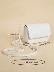 1pc Kids Girls Quilted Square Shoulder Messenger Bag, Suitable For Daily Outing, Birthday Gift - A - View 7