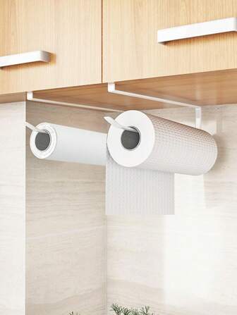 1pc White Cabinet Paper Towel Holder, Daily Casual Supplies