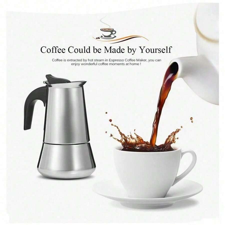 Stainless Steel Moka Coffee Pot Stovetop Espresso Maker Moka Latte