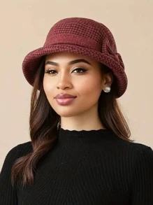 Mũ xô dày ấm áp thời trang dành cho nữ, trang trí nơ, nhẹ, thoải mái, chống gió, thường ngày - Nhiều màu - Xem 4